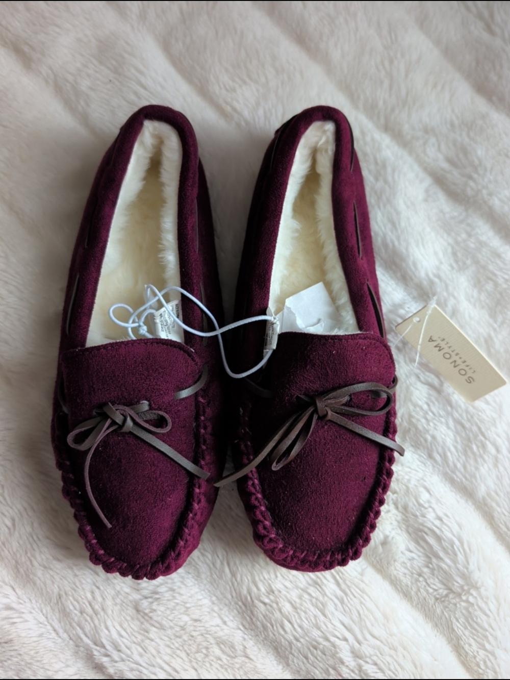 Sonoma Life + Style Maroon Moccasin Slippers Womens' Sz Large 9/10 NWT